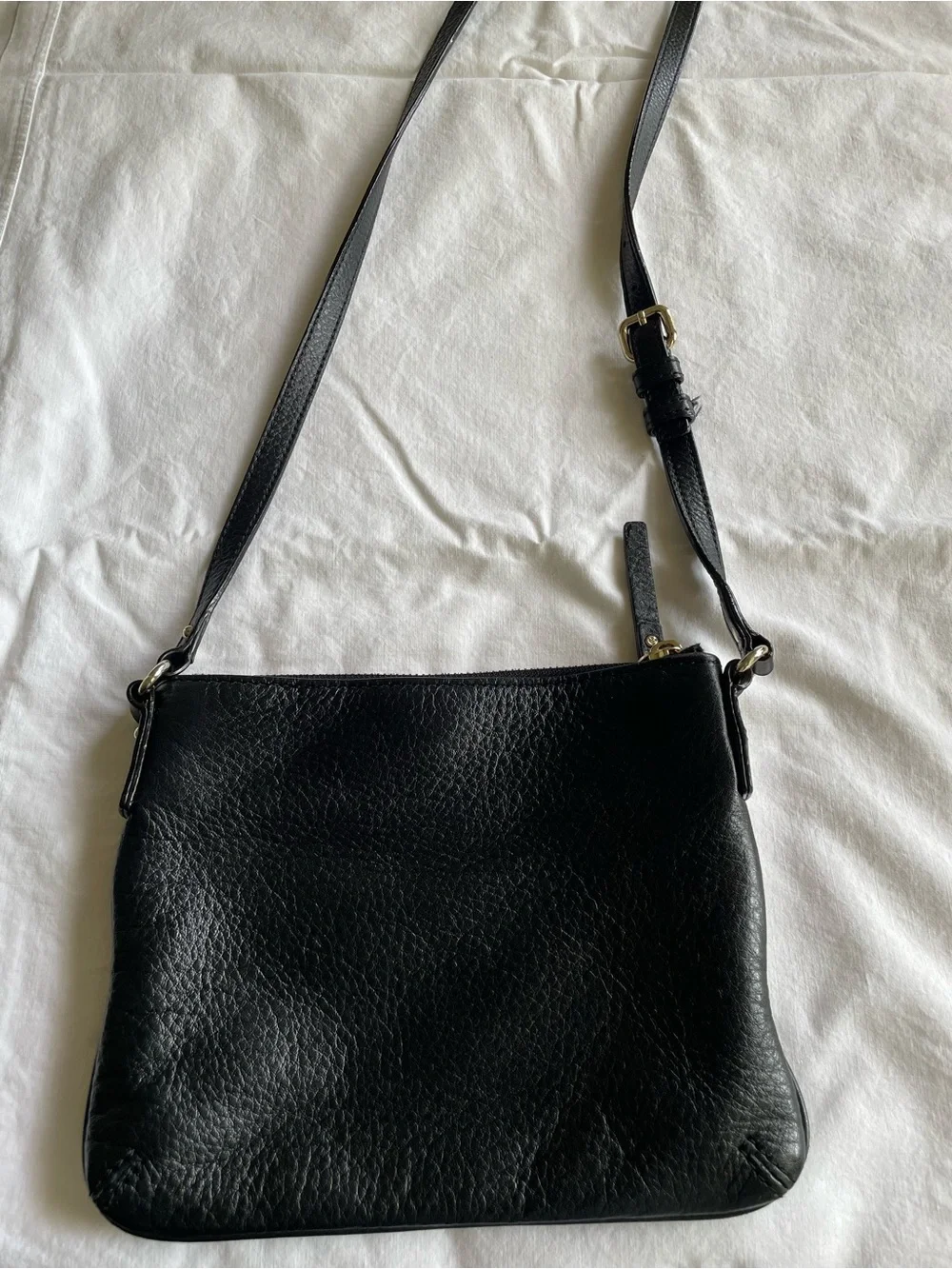 Kate Spade Black Pebbled Leather Crossbody with Gold Hardware